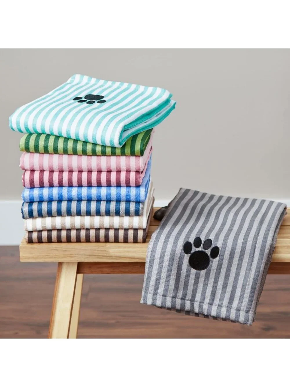 X-Large Microfiber Pet Grooming Towel - Soft, Absorbent, Striped Design, 41x23.5